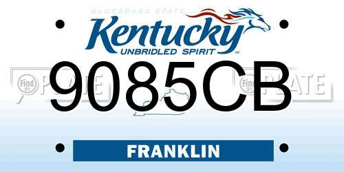 9085CB Kentucky License Plate
