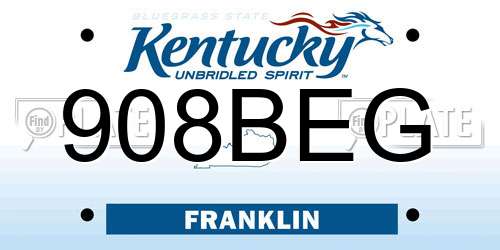 908BEG Kentucky License Plate