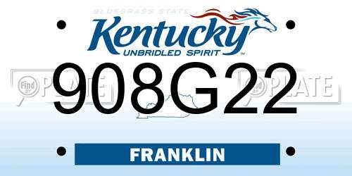 908G22 Kentucky License Plate