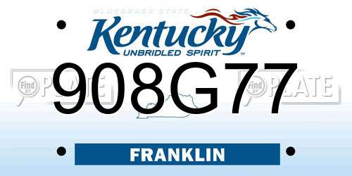 908G77 Kentucky License Plate