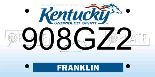 908GZ2 Kentucky License Plate