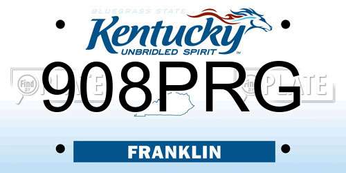 908PRG Kentucky License Plate