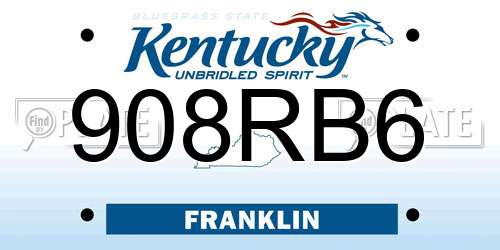 908RB6 Kentucky License Plate