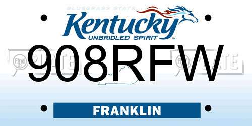 908RFW Kentucky License Plate