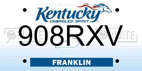 908RXV Kentucky License Plate