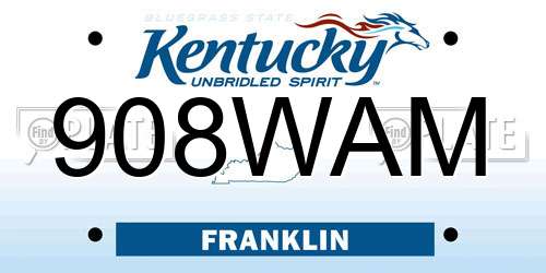 908WAM Kentucky License Plate