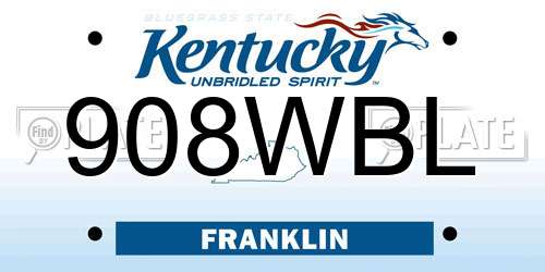 908WBL Kentucky License Plate