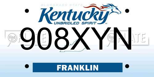908XYN Kentucky License Plate