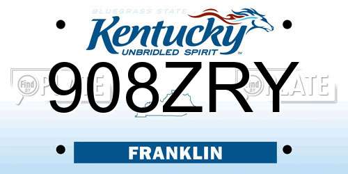 908ZRY Kentucky License Plate