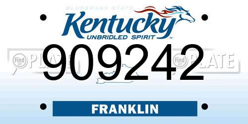 909242 Kentucky License Plate