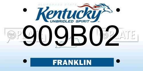 909B02 Kentucky License Plate
