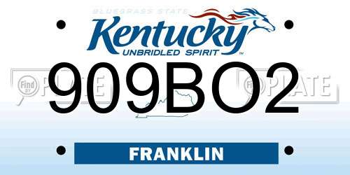 909BO2 Kentucky License Plate
