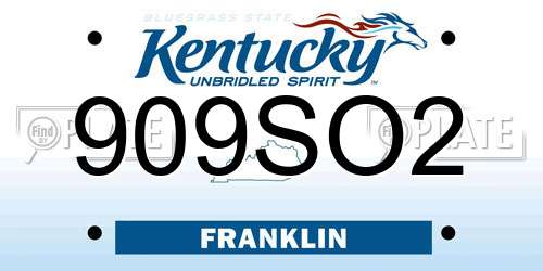 909SO2 Kentucky License Plate