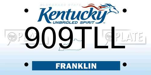 909TLL Kentucky License Plate