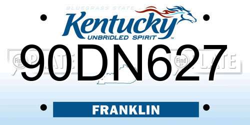 90DN627 Kentucky License Plate