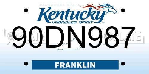 90DN987 Kentucky License Plate