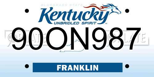 90ON987 Kentucky License Plate