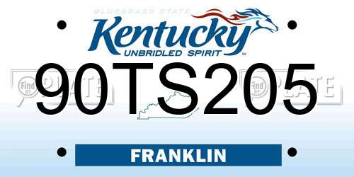90TS205 Kentucky License Plate
