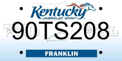 90TS208 Kentucky License Plate