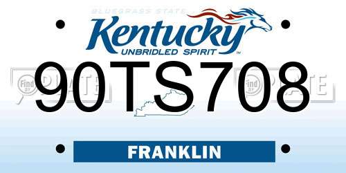 90TS708 Kentucky License Plate