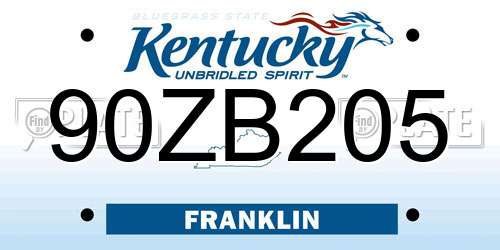 90ZB205 Kentucky License Plate
