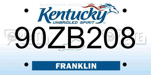 90ZB208 Kentucky License Plate
