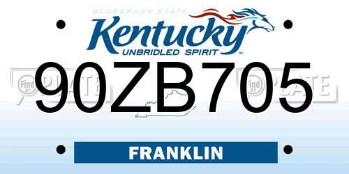 90ZB705 Kentucky License Plate