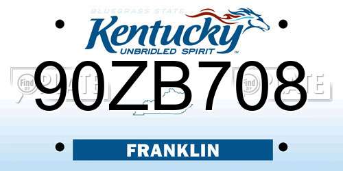90ZB708 Kentucky License Plate