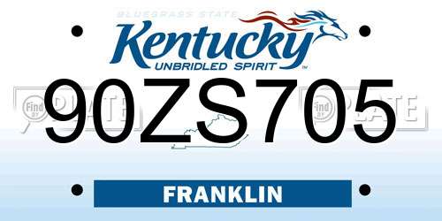 90ZS705 Kentucky License Plate