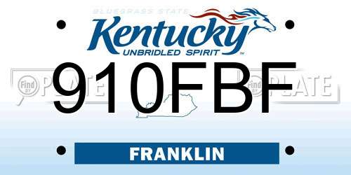 910FBF Kentucky License Plate