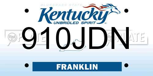 910JDN Kentucky License Plate