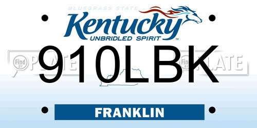 910LBK Kentucky License Plate