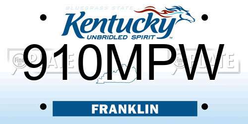 910MPW Kentucky License Plate