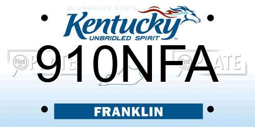 910NFA Kentucky License Plate