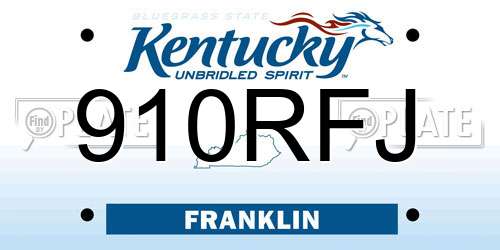 910RFJ Kentucky License Plate