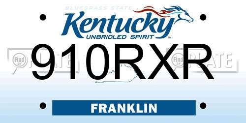910RXR Kentucky License Plate