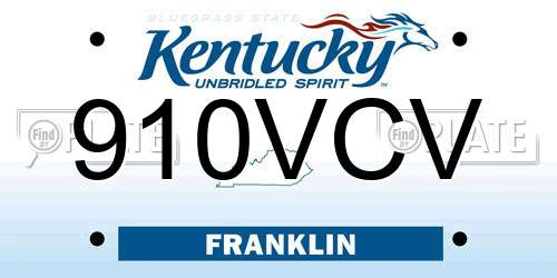 910VCV Kentucky License Plate