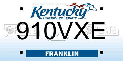 910VXE Kentucky License Plate