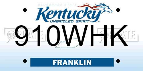 910WHK Kentucky License Plate