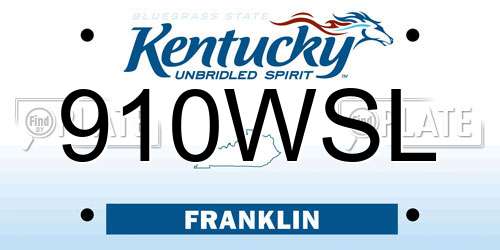 910WSL Kentucky License Plate