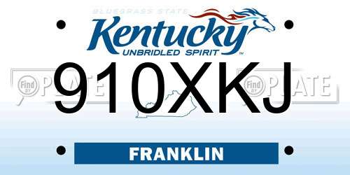 910XKJ Kentucky License Plate