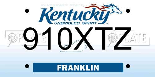 910XTZ Kentucky License Plate