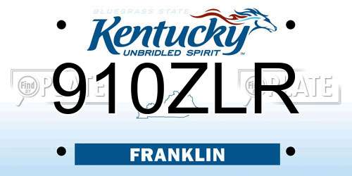 910ZLR Kentucky License Plate