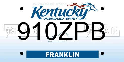 910ZPB Kentucky License Plate