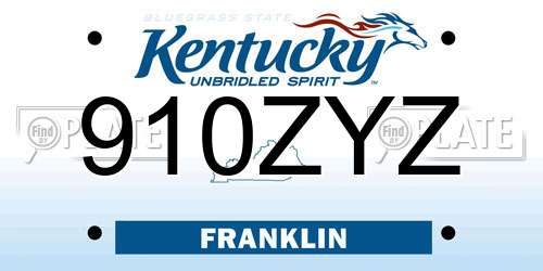 910ZYZ Kentucky License Plate
