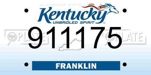 911175 Kentucky License Plate