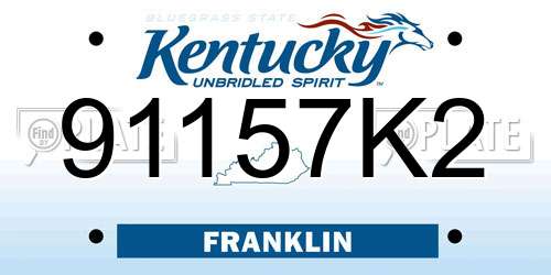 91157K2 Kentucky License Plate