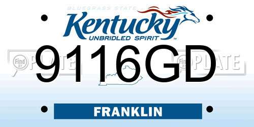 9116GD Kentucky License Plate