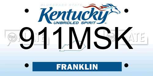 911MSK Kentucky License Plate