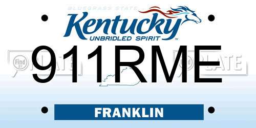 911RME Kentucky License Plate